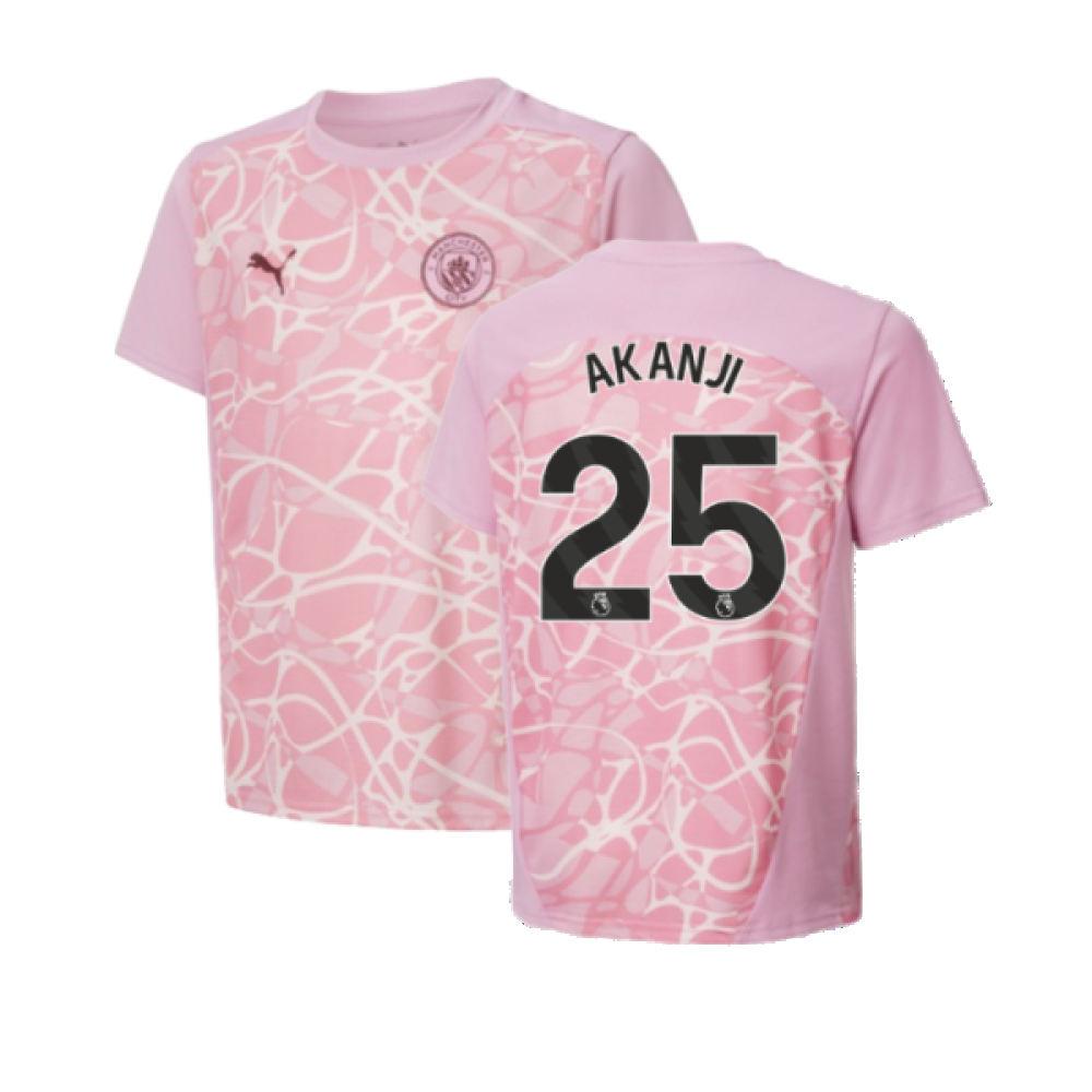 2024-2025 Man City Pre-Match Shirt (Pink Icing) - Kids (Akanji 25)