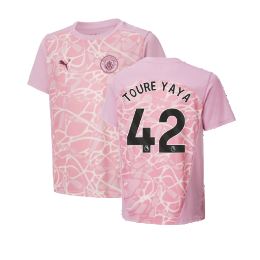 2024-2025 Man City Pre-Match Shirt (Pink Icing) - Kids (Toure Yaya 42)