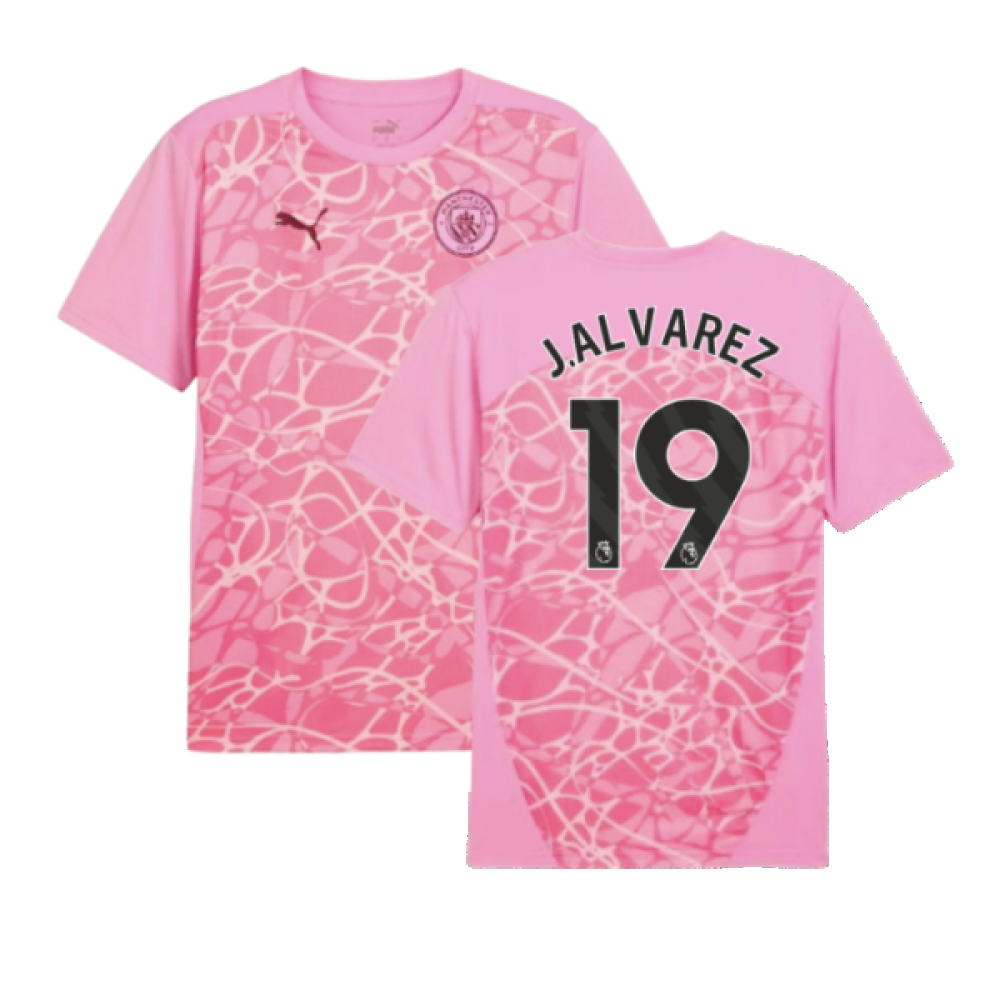 2024-2025 Man City Pre-Match Shirt (Pink) (J.Alvarez 19)