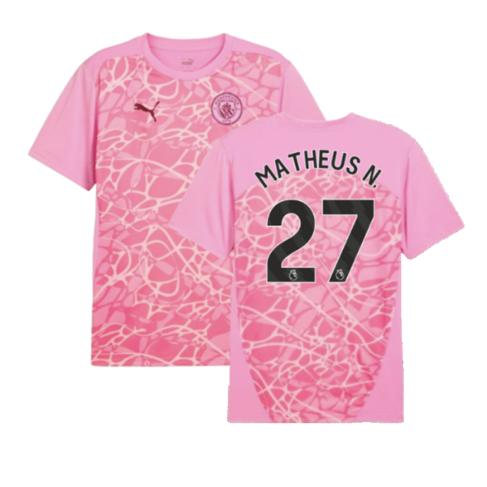 2024-2025 Man City Pre-Match Shirt (Pink) (Matheus N. 27)