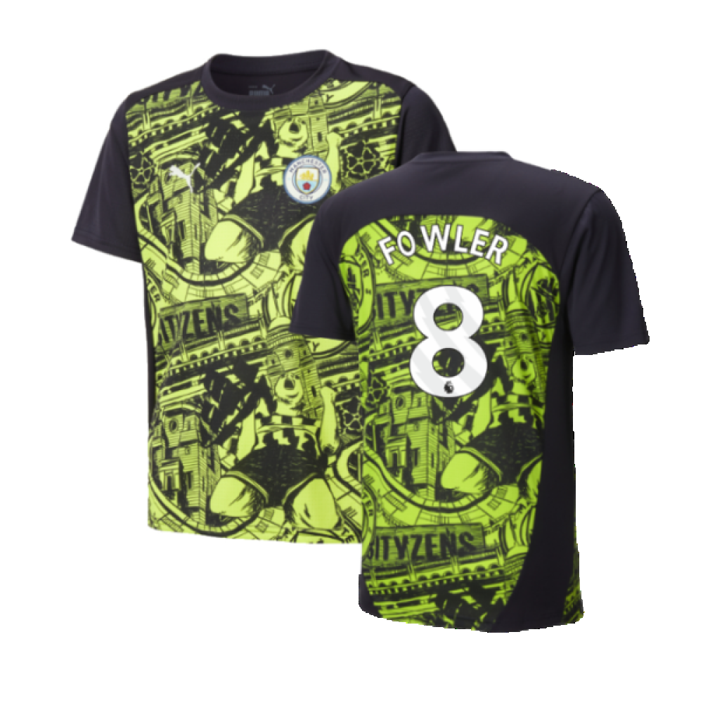 2024-2025 Man City Pre-Match Shirt (Yellow Glow) - Kids (Fowler 8)