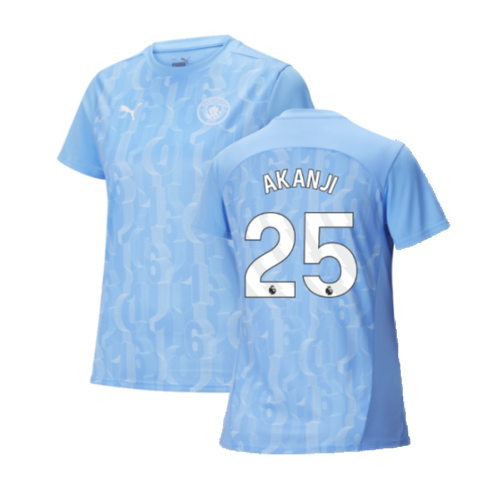 2024-2025 Man City Prematch SS Shirt (Light Blue) - Womens (Akanji 25)