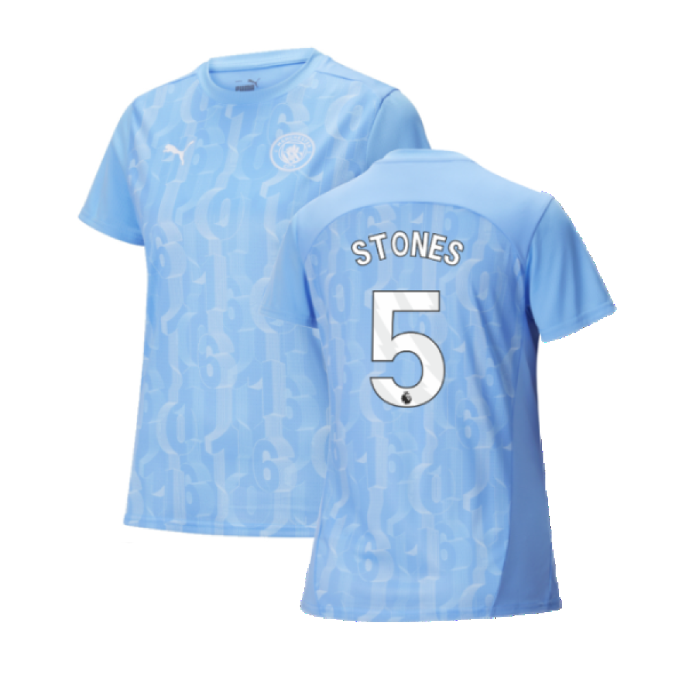 2024-2025 Man City Prematch SS Shirt (Light Blue) - Womens (Stones 5)