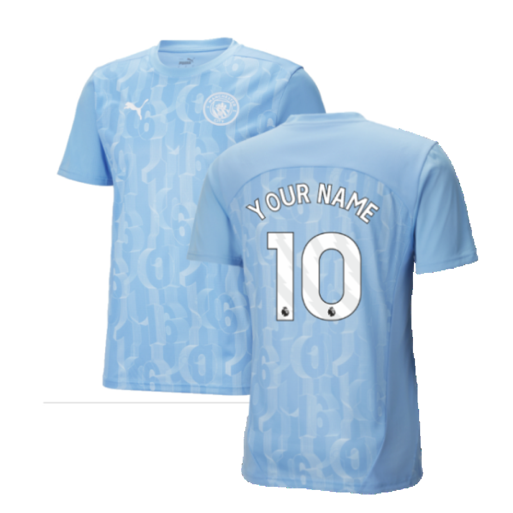 2024-2025 Man City Prematch SS Shirt (Light Blue) (Your Name)