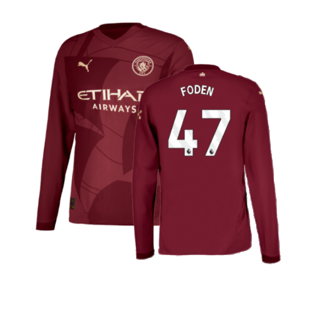 2024-2025 Man City Third Long Sleeve Authentic Shirt (Foden 47)