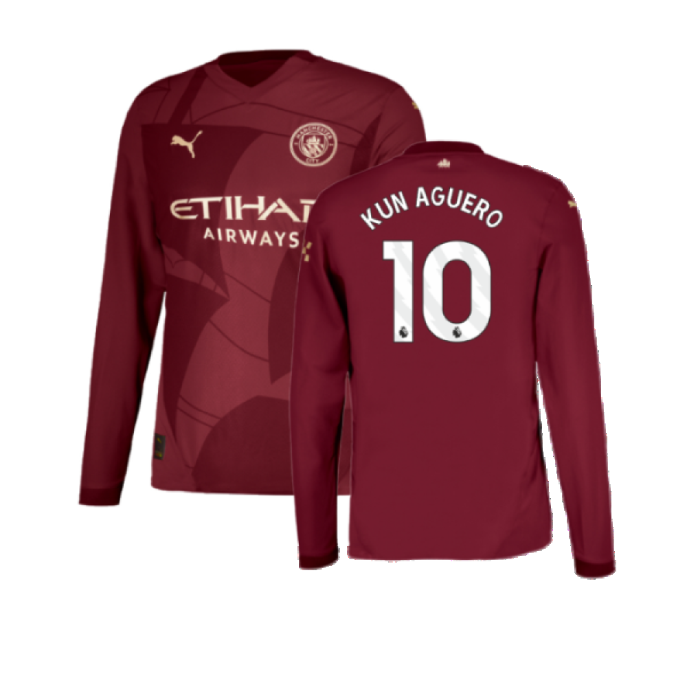 2024-2025 Man City Third Long Sleeve Authentic Shirt (Kun Aguero 10)