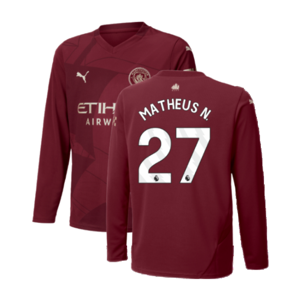 2024-2025 Man City Third Long Sleeve Shirt (Kids) (Matheus N. 27)