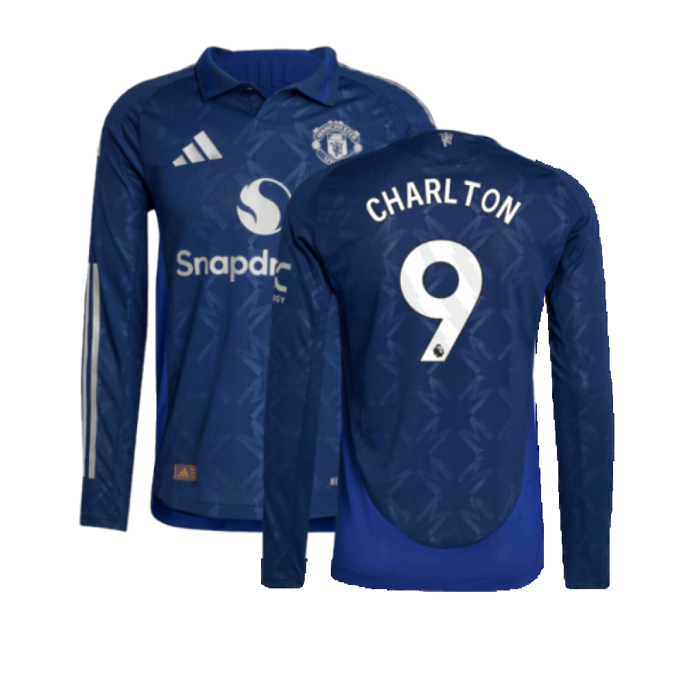 2024-2025 Man Utd Authentic Long Sleeve Away Shirt (Charlton 9)