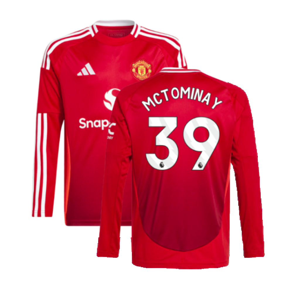 2024-2025 Man Utd Long Sleeve Home Shirt (Kids) (McTominay 39)