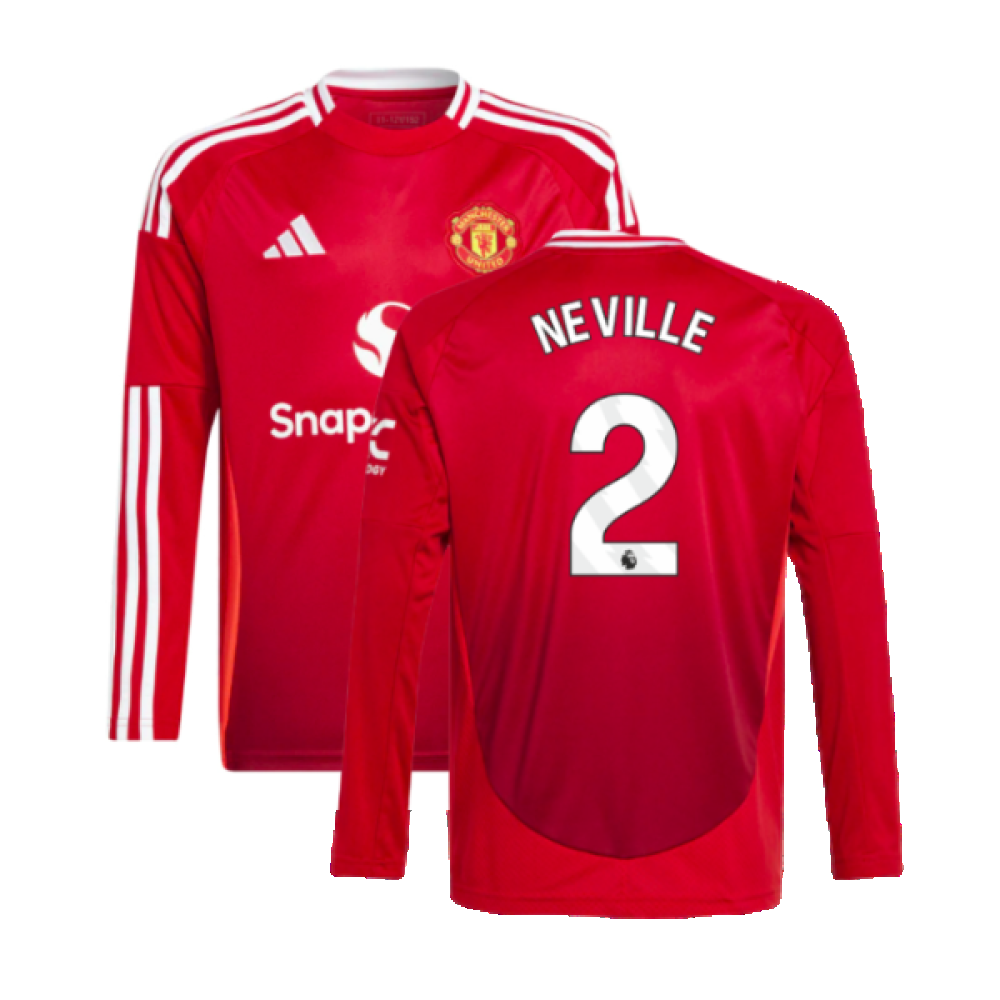 2024-2025 Man Utd Long Sleeve Home Shirt (Kids) (Neville 2)