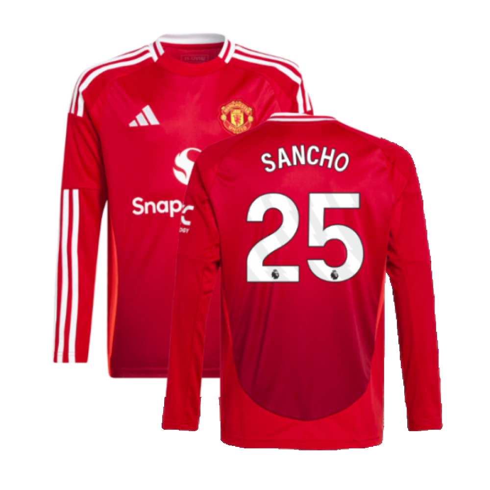 2024-2025 Man Utd Long Sleeve Home Shirt (Kids) (Sancho 25)