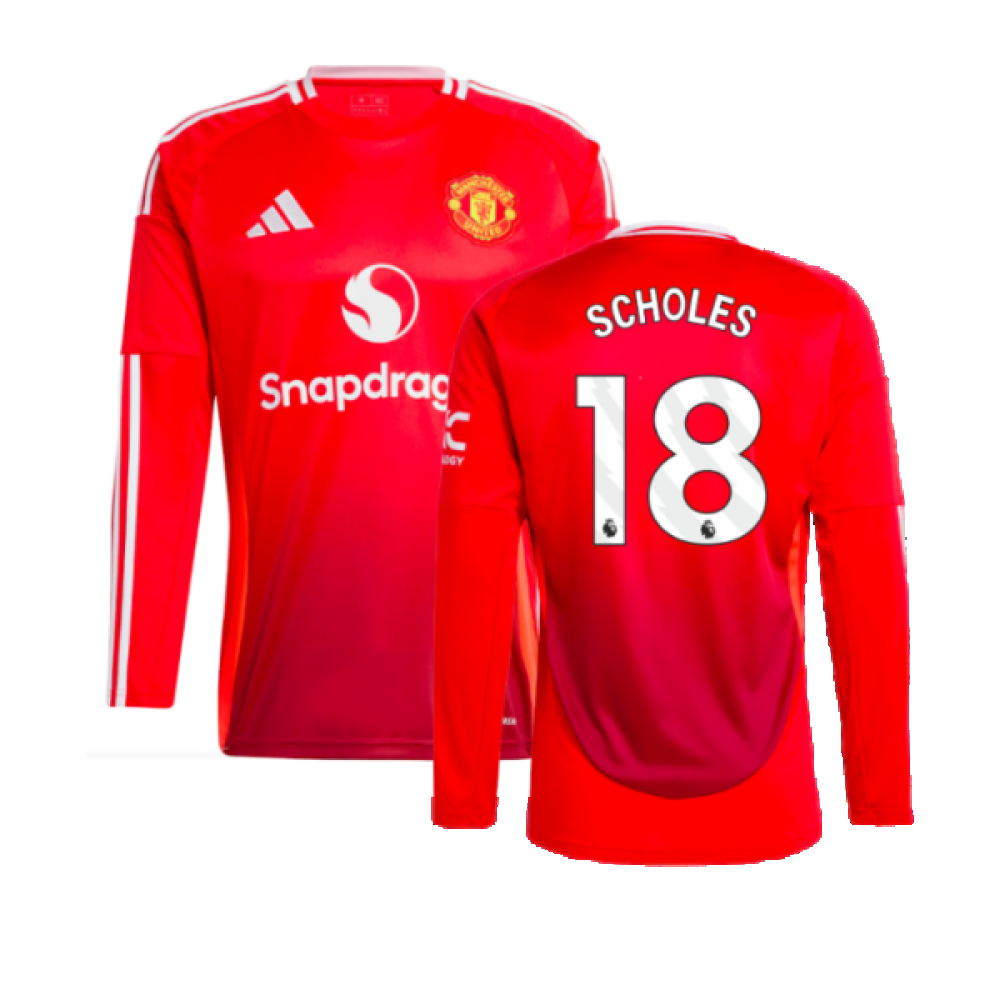 2024-2025 Man Utd Long Sleeve Home Shirt (Scholes 18)