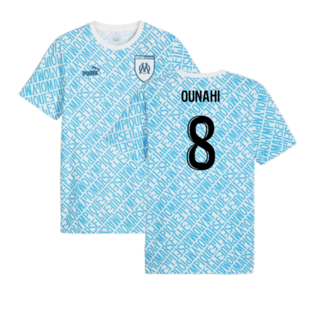 2024-2025 Marseille ftblCulture Tee AOP (Blue) (Ounahi 8)