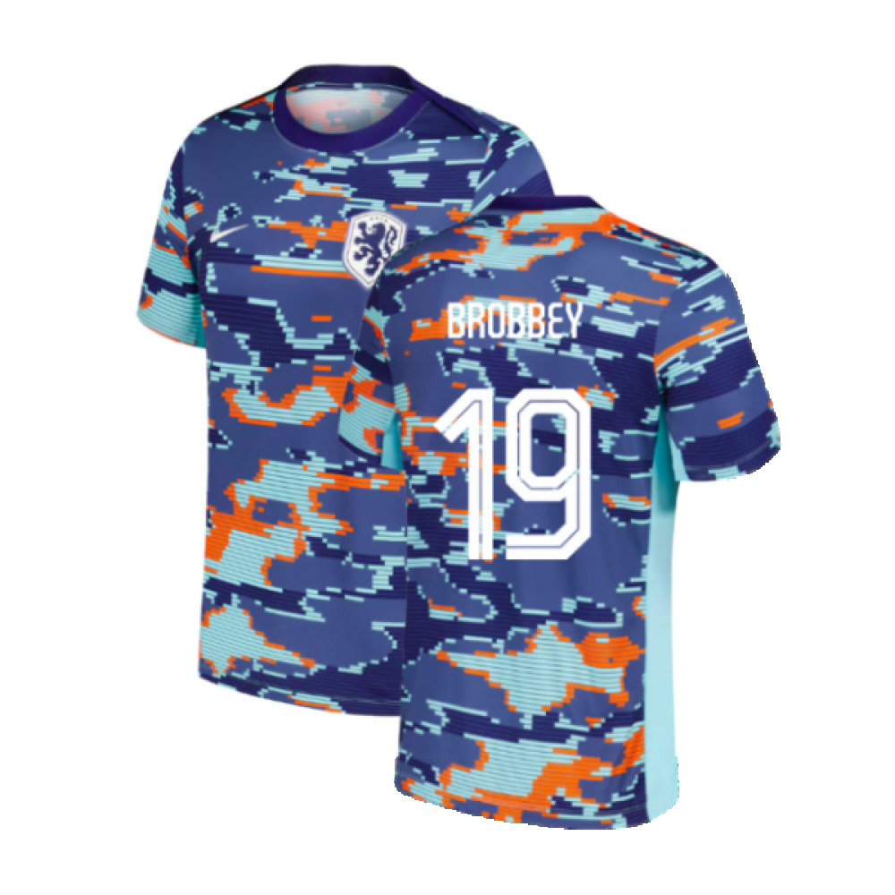 2024-2025 Netherlands Academy Pro Pre-Match Shirt (Blue) (Brobbey 19)