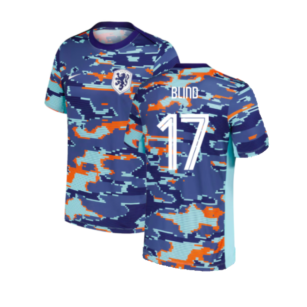 2024-2025 Netherlands Pre-Match Training Shirt (Blue) - Kids (Blind 17)