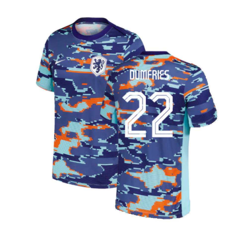 2024-2025 Netherlands Pre-Match Training Shirt (Blue) - Kids (Dumfries 22)