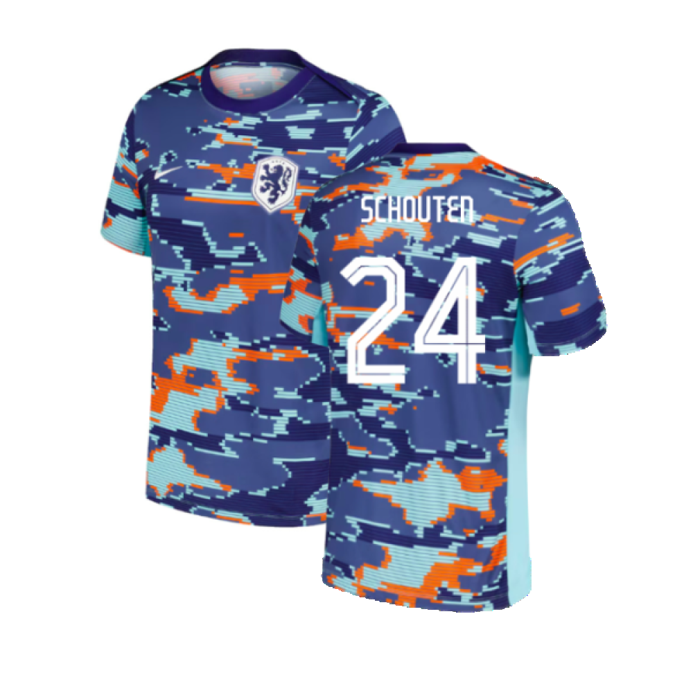 2024-2025 Netherlands Pre-Match Training Shirt (Blue) - Kids (Schouten 24)