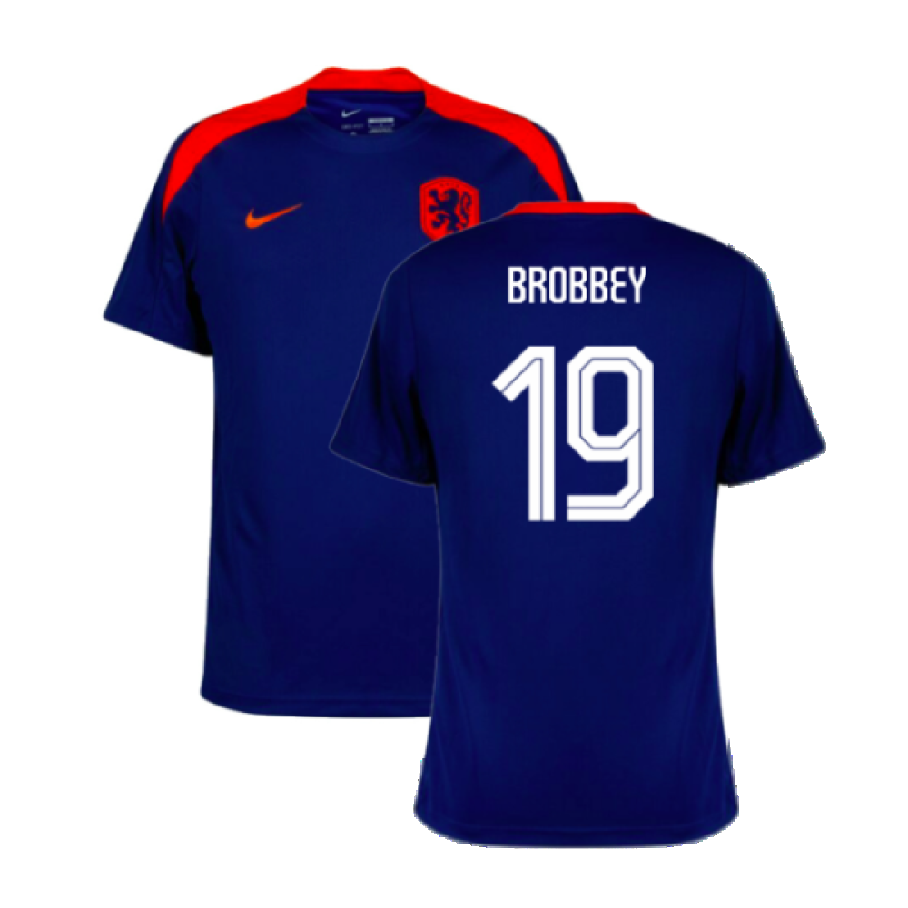 2024-2025 Netherlands Strike Dri-Fit Training Shirt (Royal) (Brobbey 19)