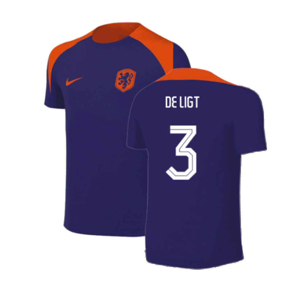 2024-2025 Netherlands Strike Training Shirt (Blue) - Kids (De Ligt 3)