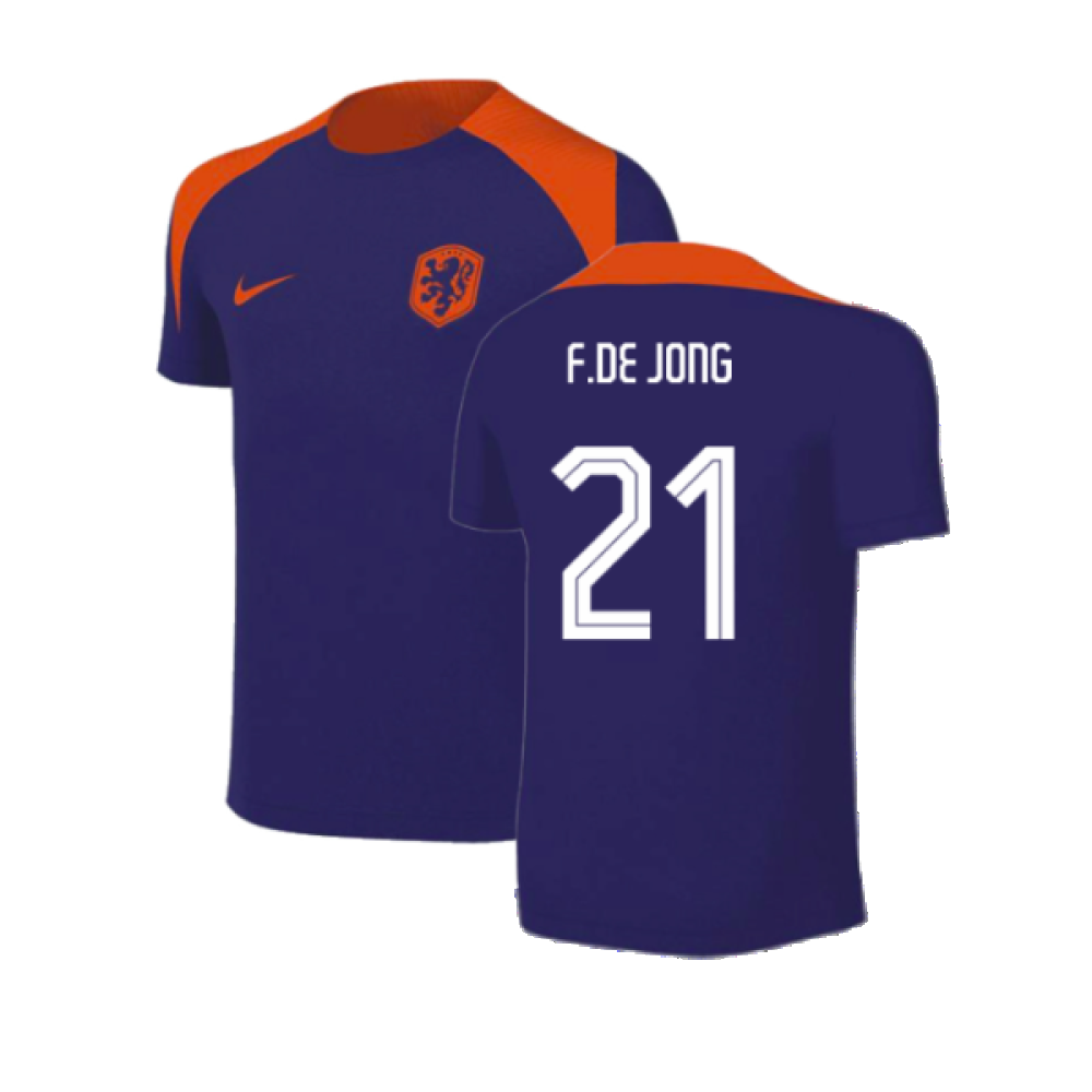 2024-2025 Netherlands Strike Training Shirt (Blue) - Kids (F.De Jong 21)