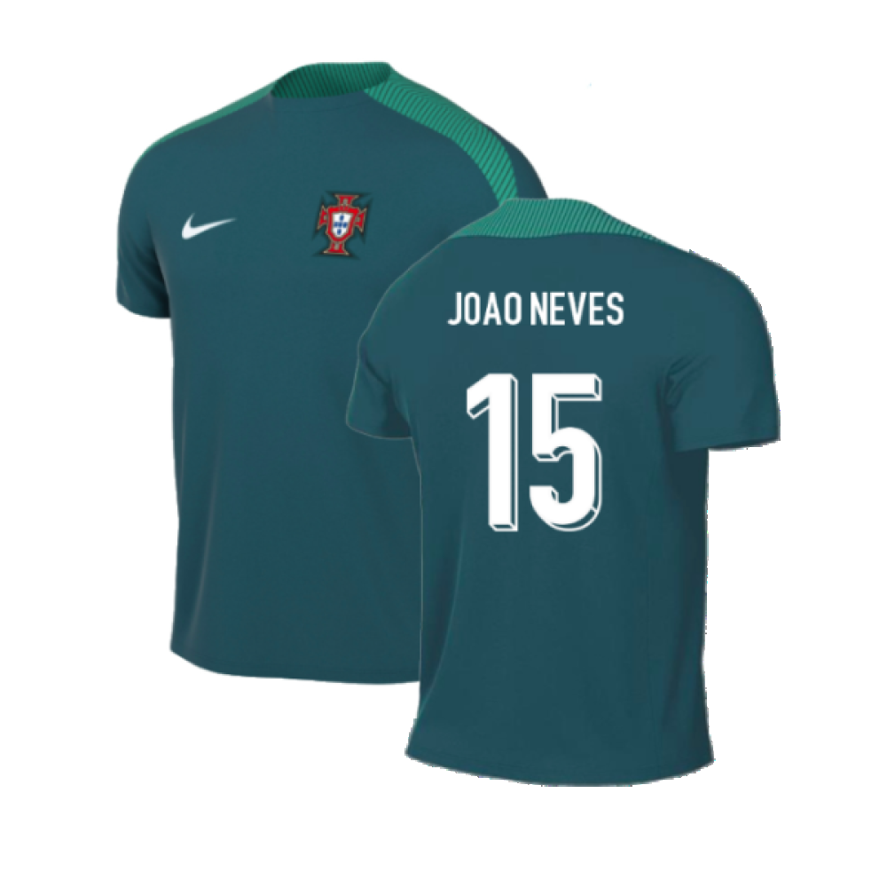 2024-2025 Portugal Dri-FIT Pre-Match Shirt (Green) (Joao Neves 15)