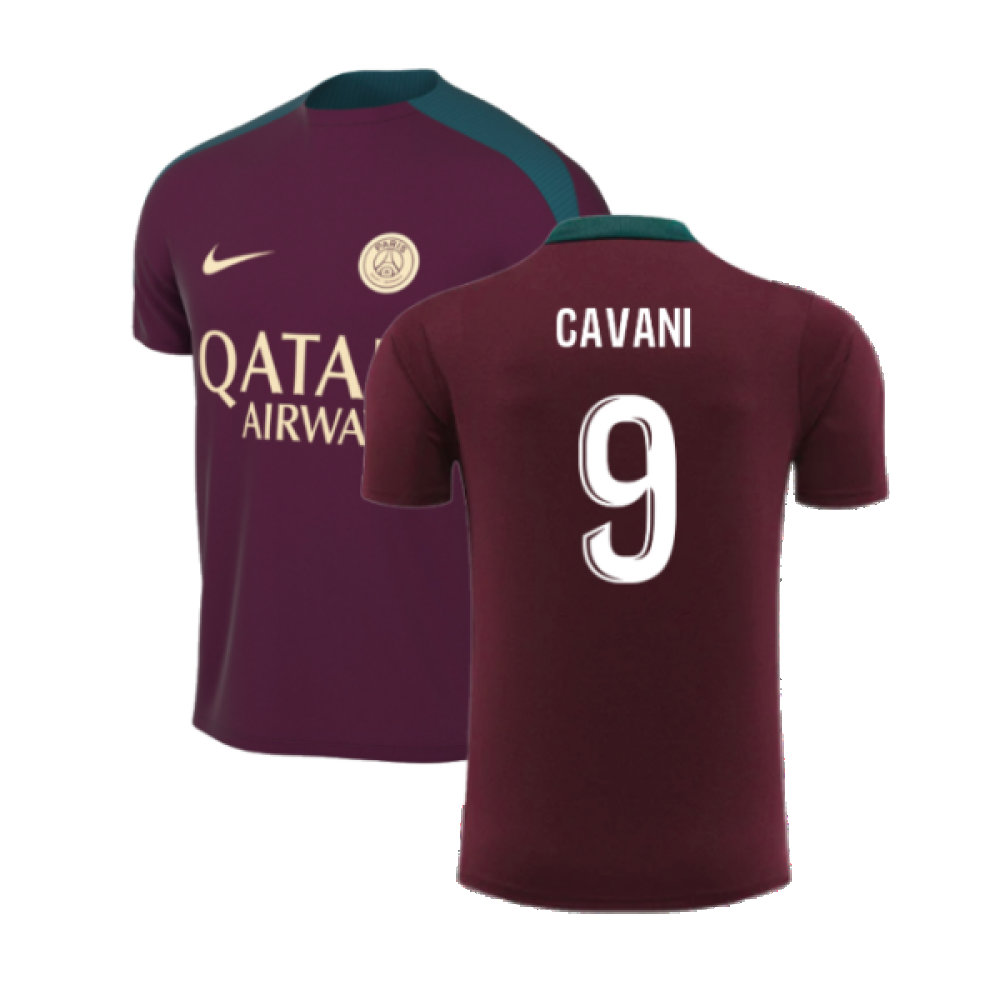 2024-2025 PSG Dri-FIT Strike Training Shirt (Bordeaux) (Cavani 9)