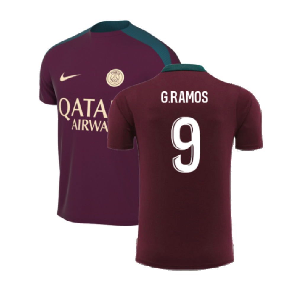 2024-2025 PSG Dri-FIT Strike Training Shirt (Bordeaux) (G.Ramos 9)