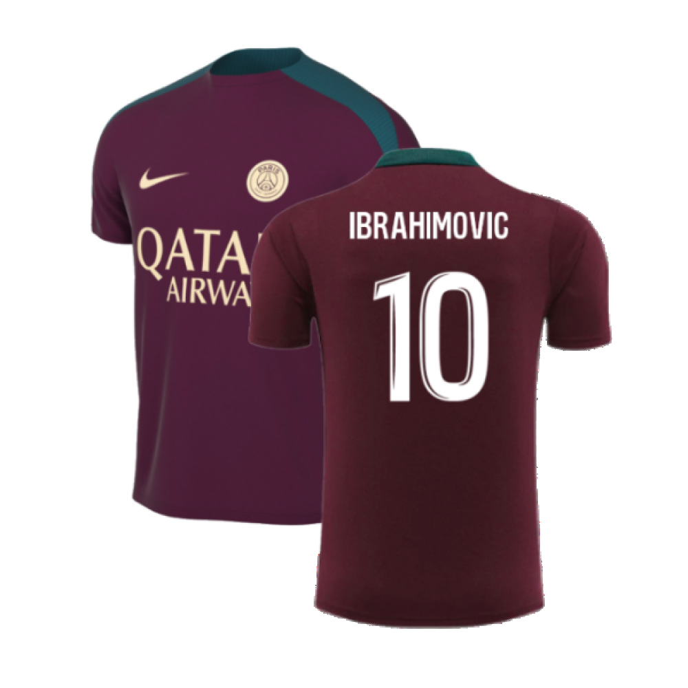 2024-2025 PSG Dri-FIT Strike Training Shirt (Bordeaux) (Ibrahimovic 10)