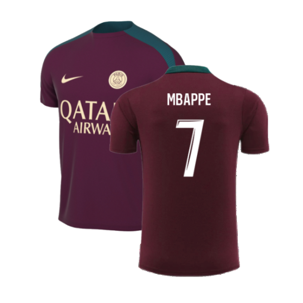 2024-2025 PSG Dri-FIT Strike Training Shirt (Bordeaux) (Mbappe 7)