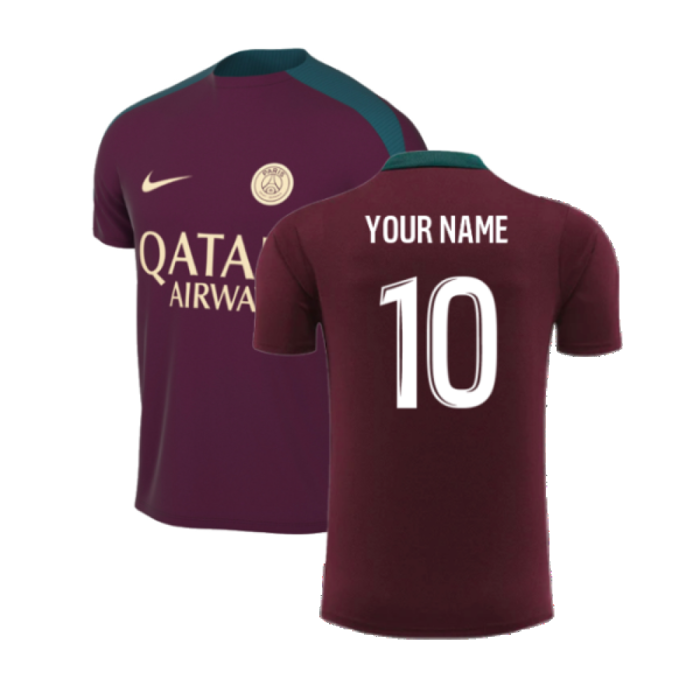 2024-2025 PSG Dri-FIT Strike Training Shirt (Bordeaux) (Your Name)