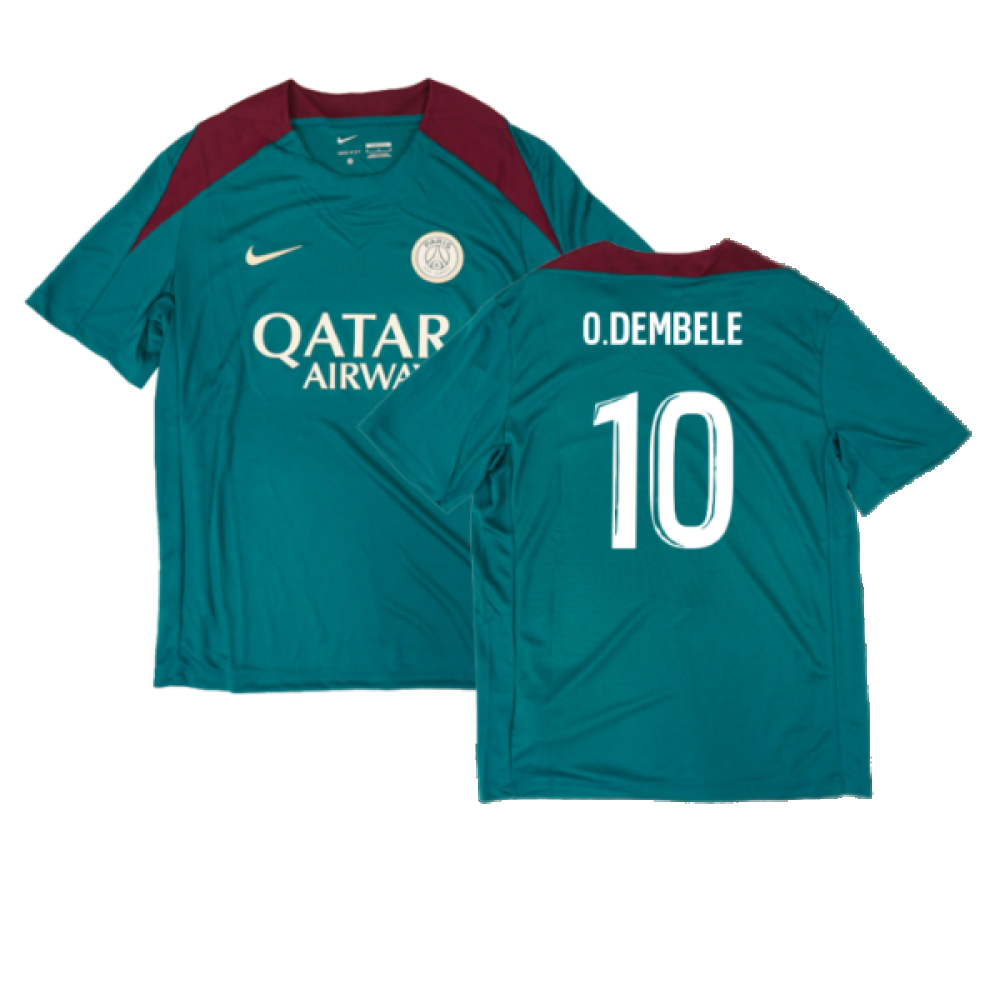 2024-2025 PSG Strike Dri-Fit Training Shirt (Teal) (O.Dembele 10)