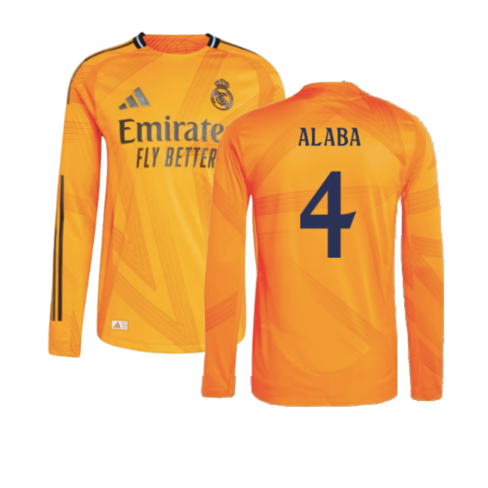 2024-2025 Real Madrid Authentic Long Sleeve Away Shirt (Alaba 4)