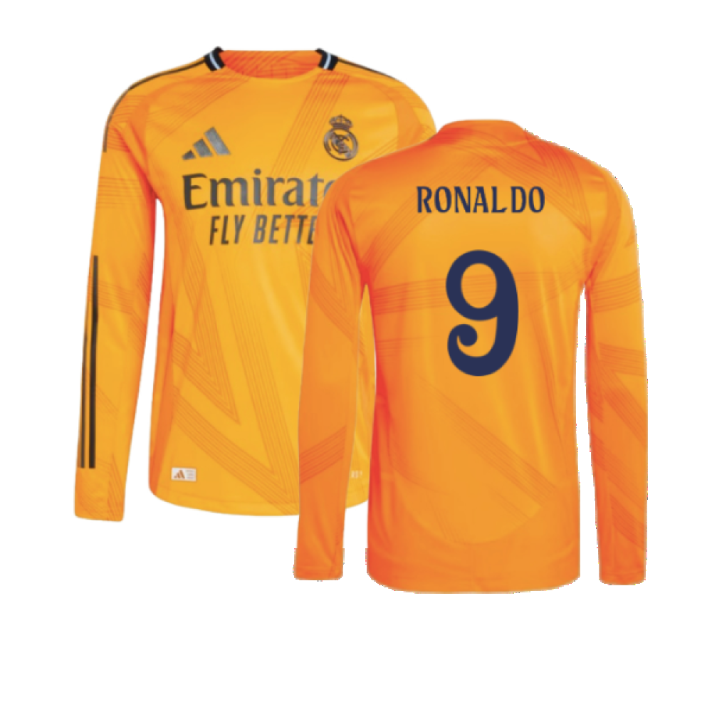 2024-2025 Real Madrid Authentic Long Sleeve Away Shirt (Ronaldo 9)