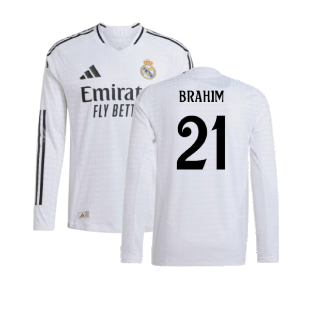 2024-2025 Real Madrid Authentic Long Sleeve Home Shirt (Brahim 21)