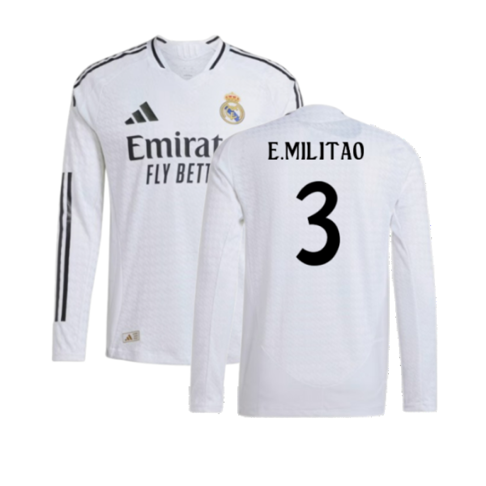 2024-2025 Real Madrid Authentic Long Sleeve Home Shirt (E.Militao 3)