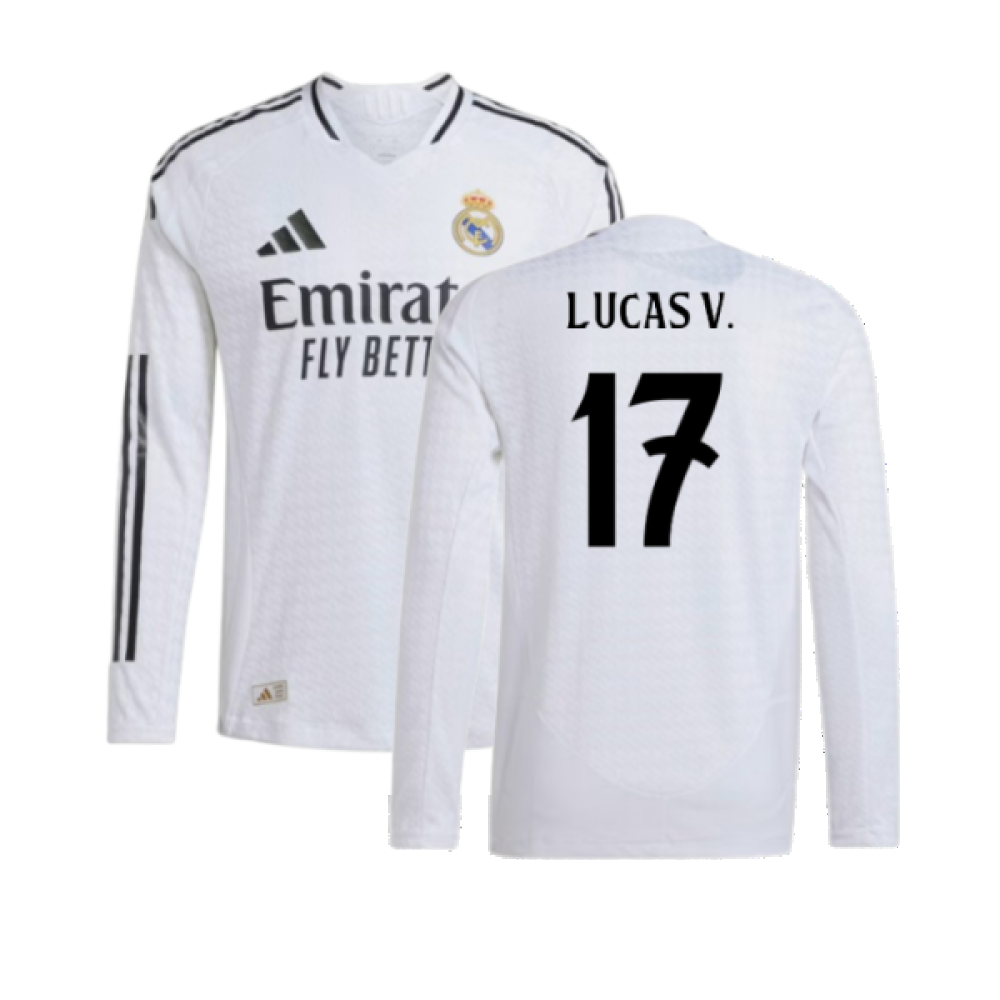 2024-2025 Real Madrid Authentic Long Sleeve Home Shirt (Lucas V. 17)