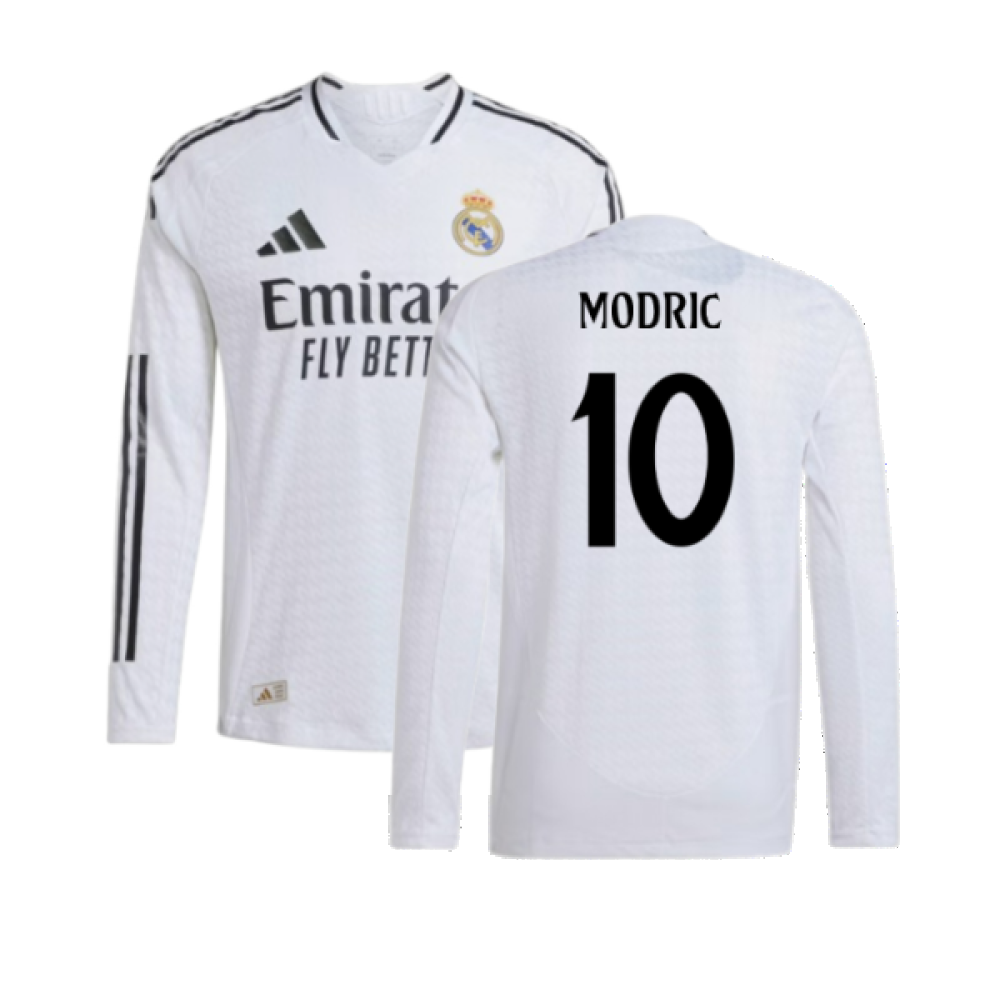 2024-2025 Real Madrid Authentic Long Sleeve Home Shirt (Modric 10)