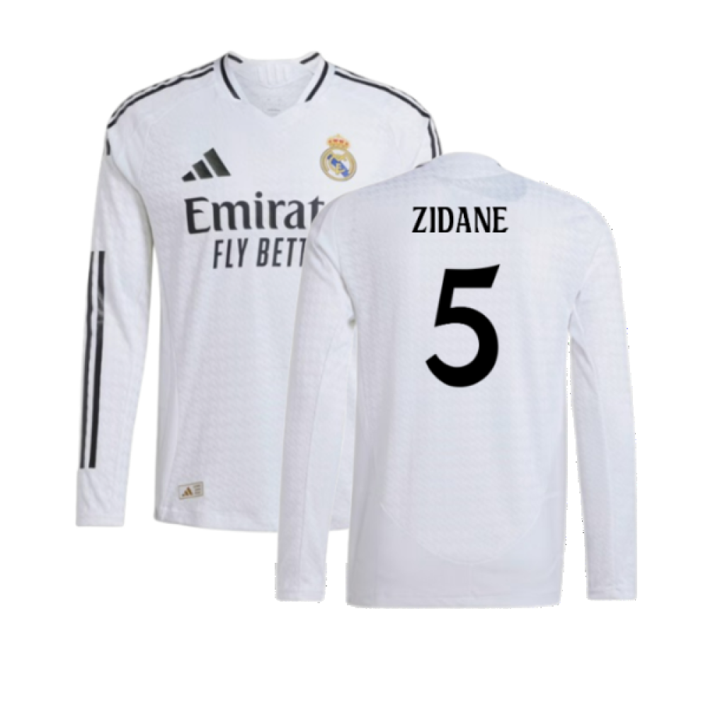 2024-2025 Real Madrid Authentic Long Sleeve Home Shirt (Zidane 5)