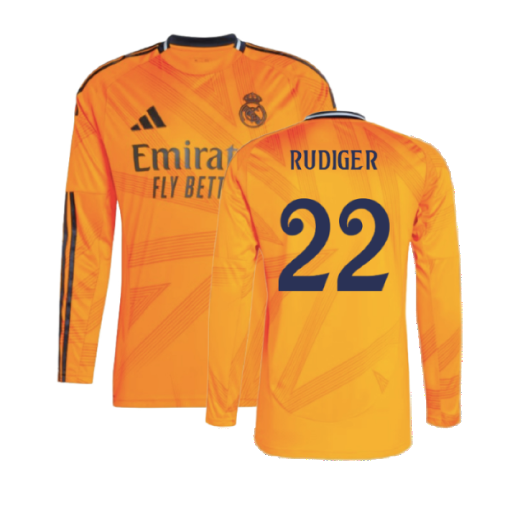 2024-2025 Real Madrid Long Sleeve Away Shirt (Rudiger 22)