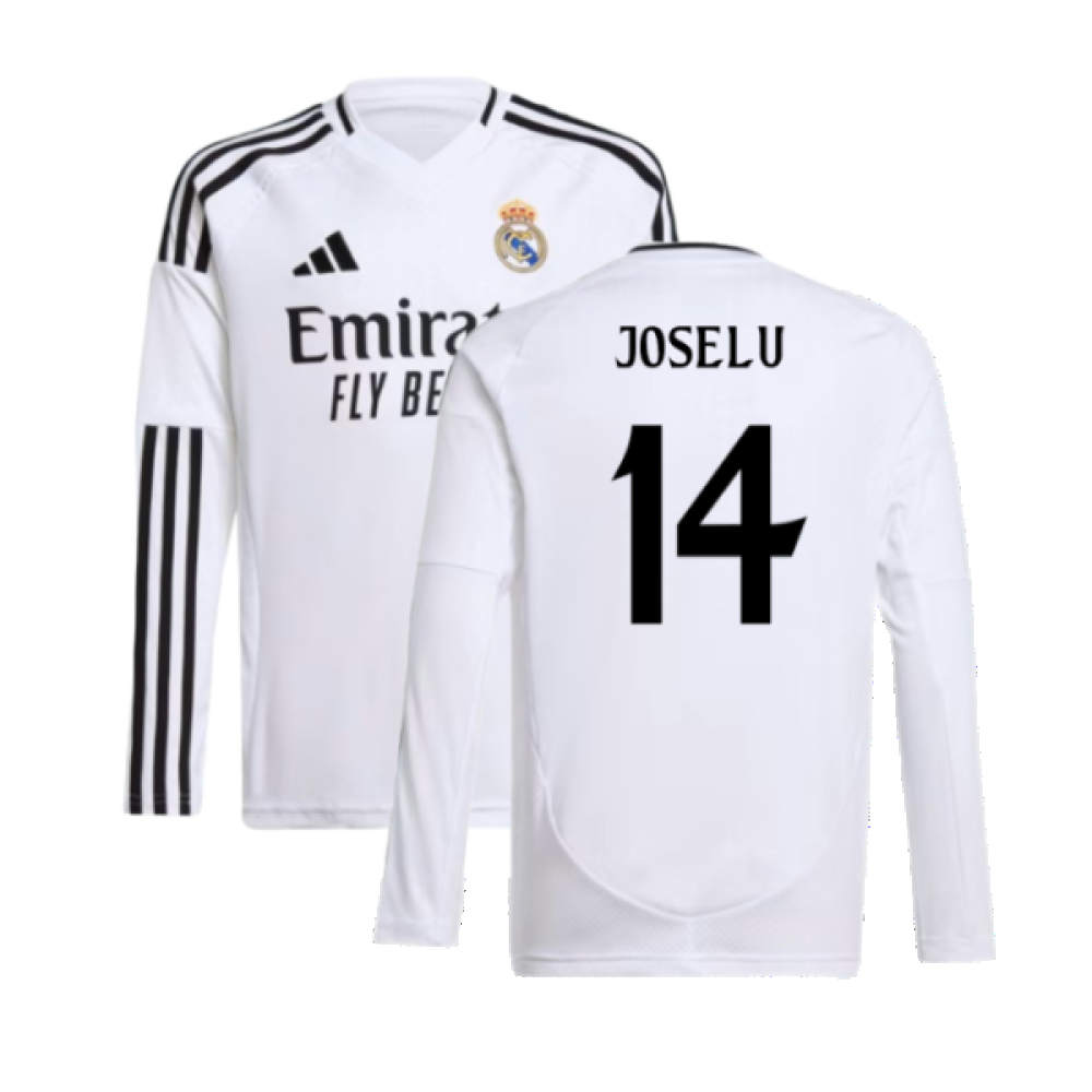 2024-2025 Real Madrid Long Sleeve Home Shirt (Kids) (Joselu 14)