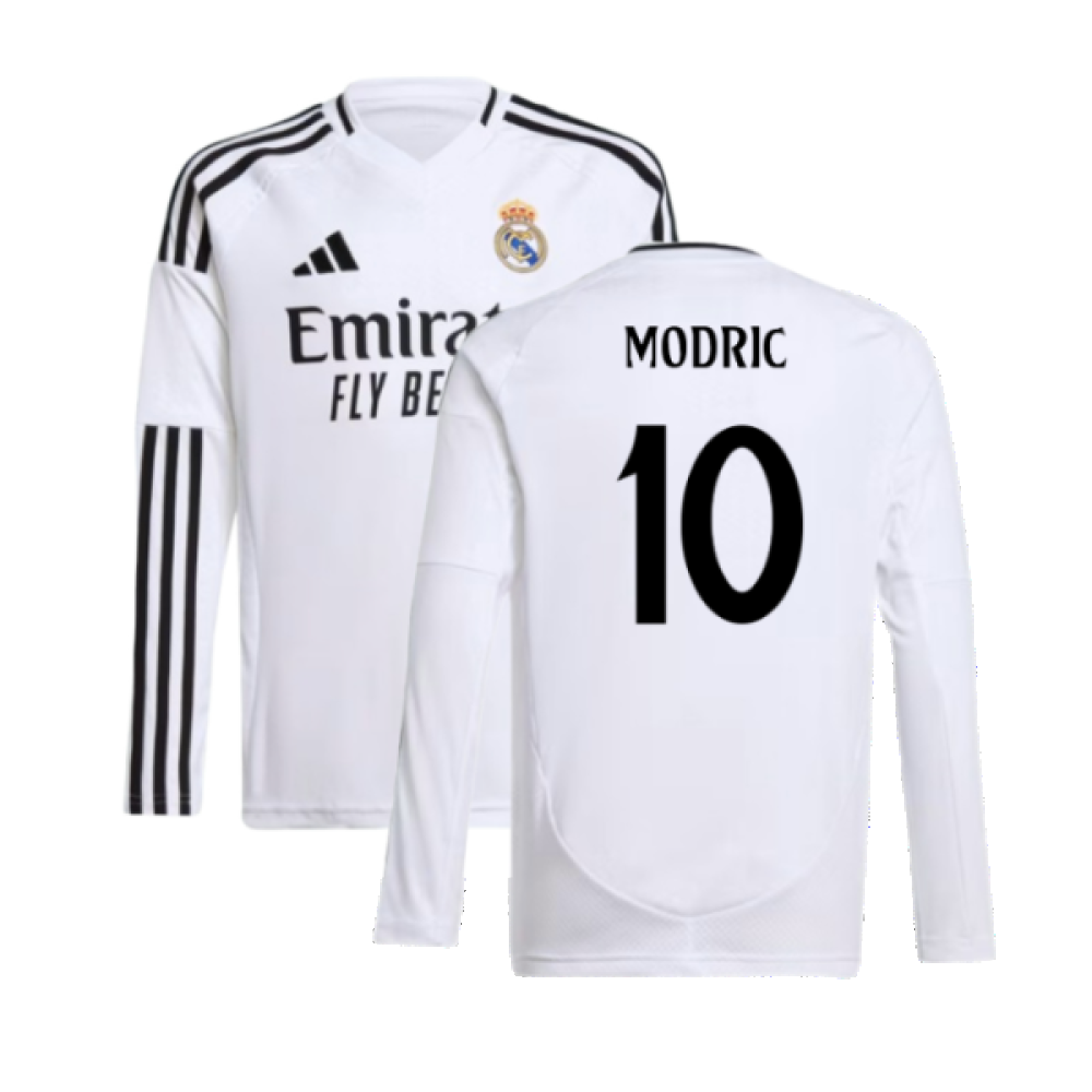 2024-2025 Real Madrid Long Sleeve Home Shirt (Kids) (Modric 10)