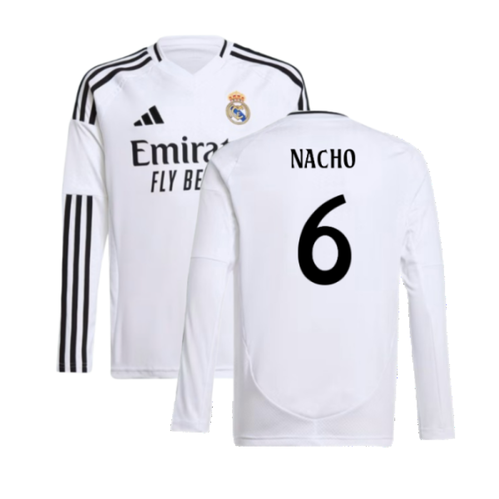 2024-2025 Real Madrid Long Sleeve Home Shirt (Kids) (Nacho 6)