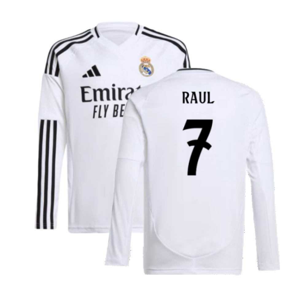 2024-2025 Real Madrid Long Sleeve Home Shirt (Kids) (Raul 7)