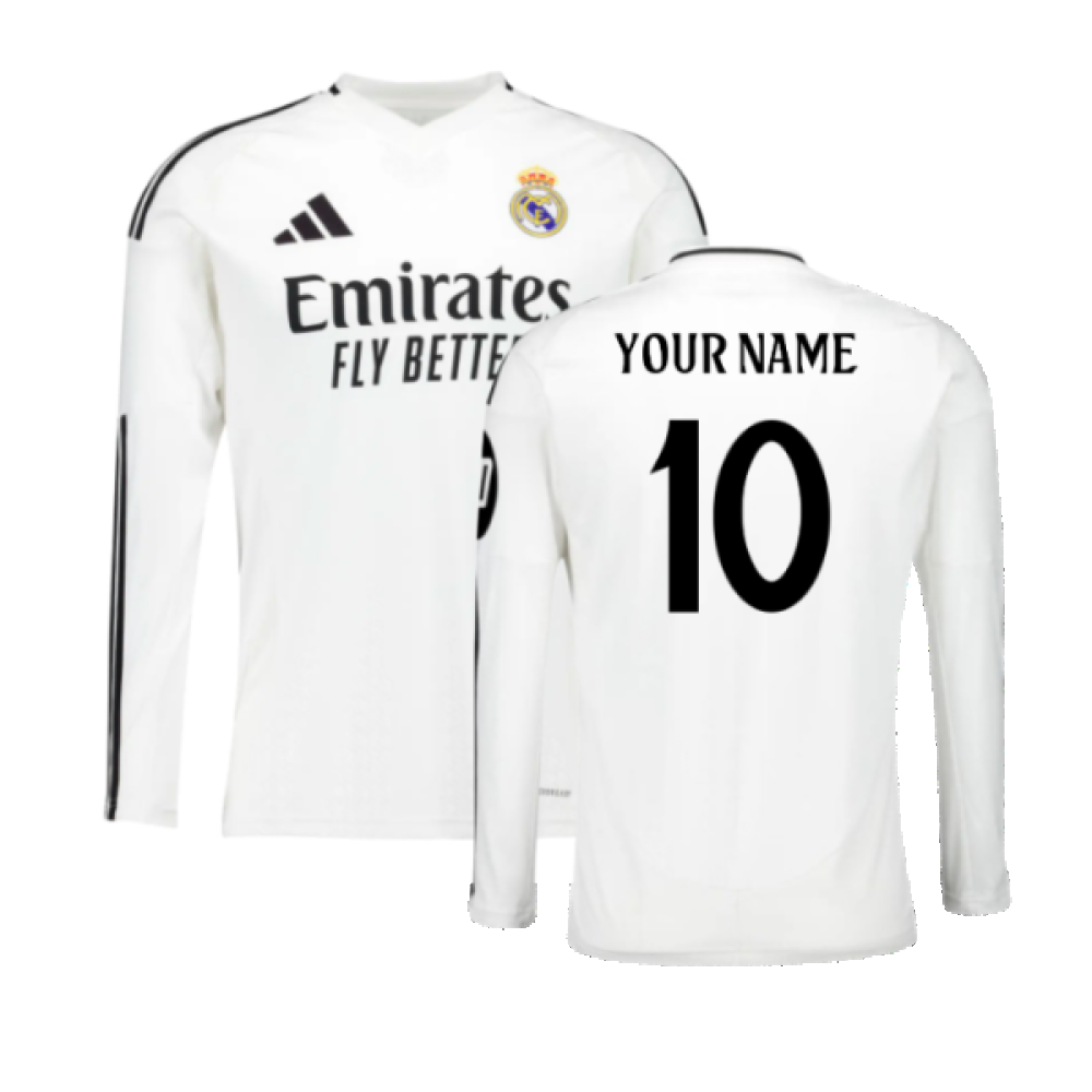 2024-2025 Real Madrid Long Sleeve Home Shirt (Your Name)