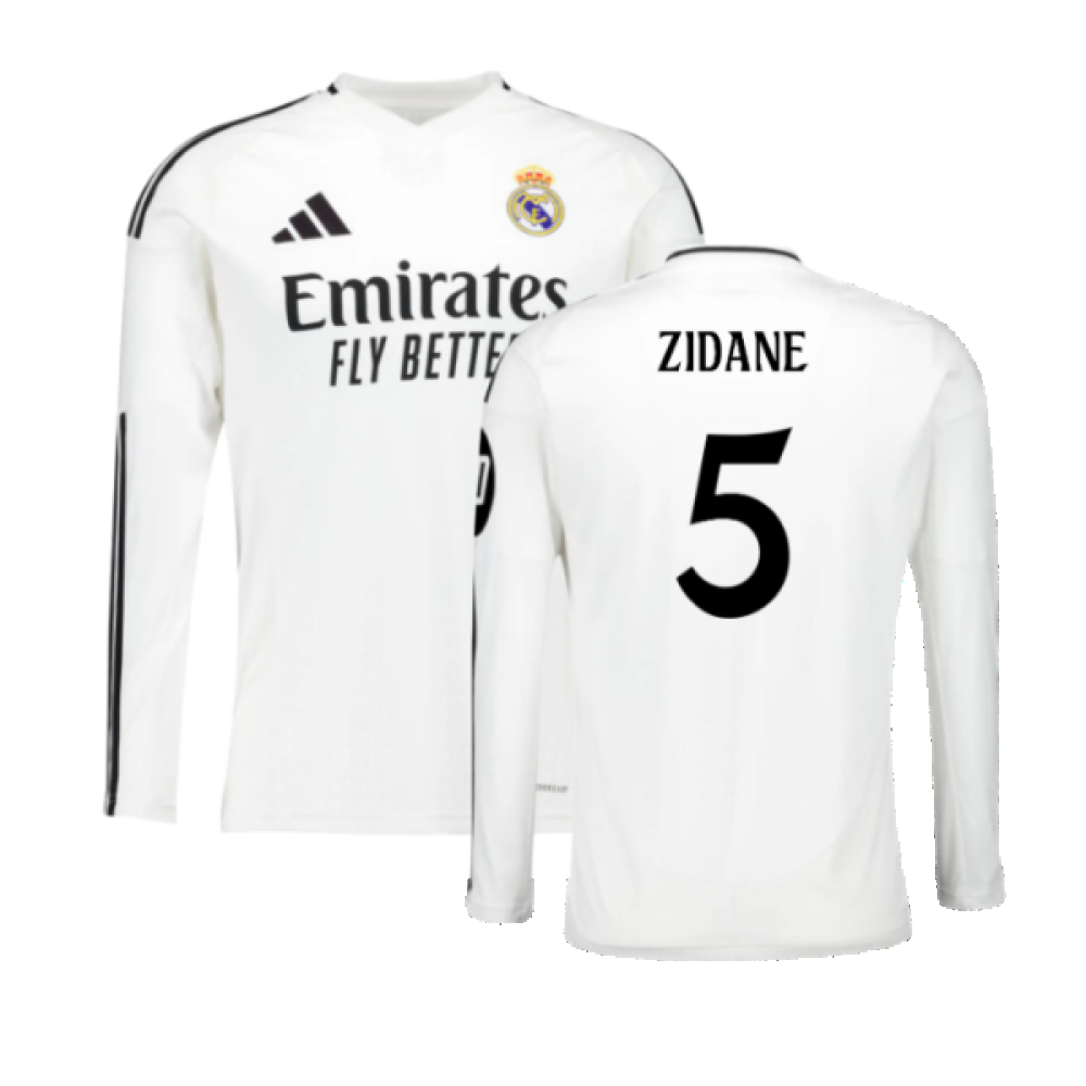 2024-2025 Real Madrid Long Sleeve Home Shirt (Zidane 5)