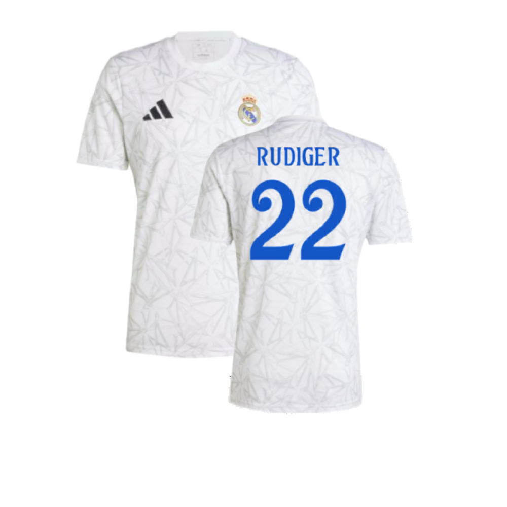 2024-2025 Real Madrid Pre-Match Shirt (White) (Rudiger 22)