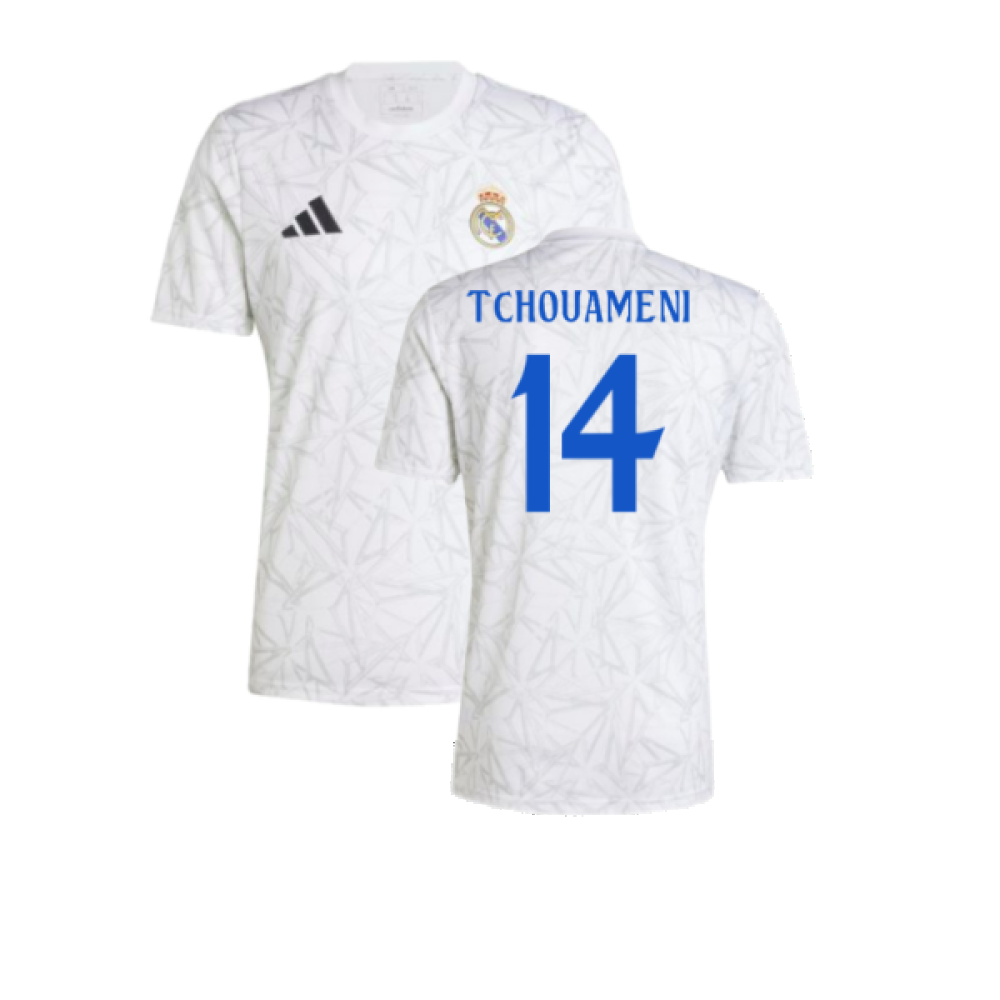 2024-2025 Real Madrid Pre-Match Shirt (White) (Tchouameni 14)