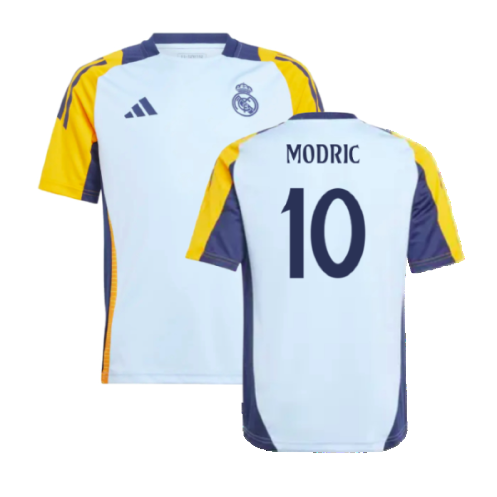 2024-2025 Real Madrid Training Shirt (Glow Blue) - Kids (Modric 10)