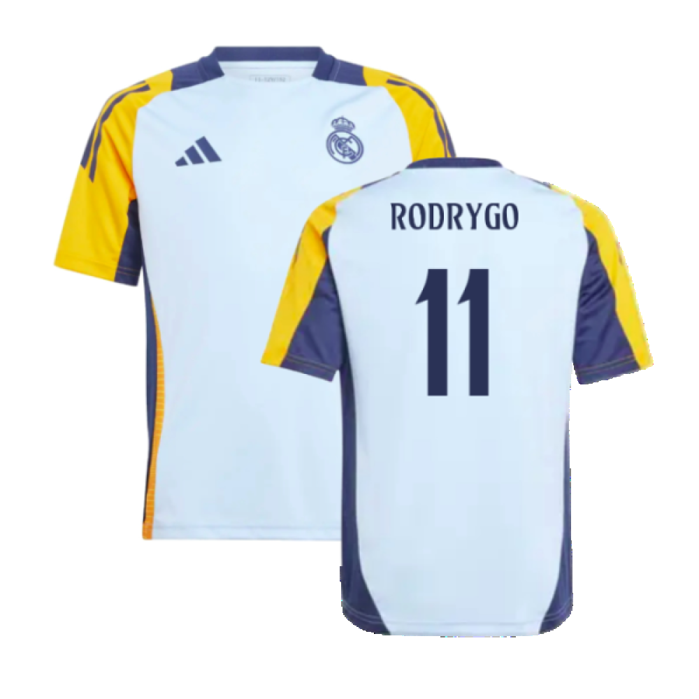 2024-2025 Real Madrid Training Shirt (Glow Blue) - Kids (Rodrygo 11)