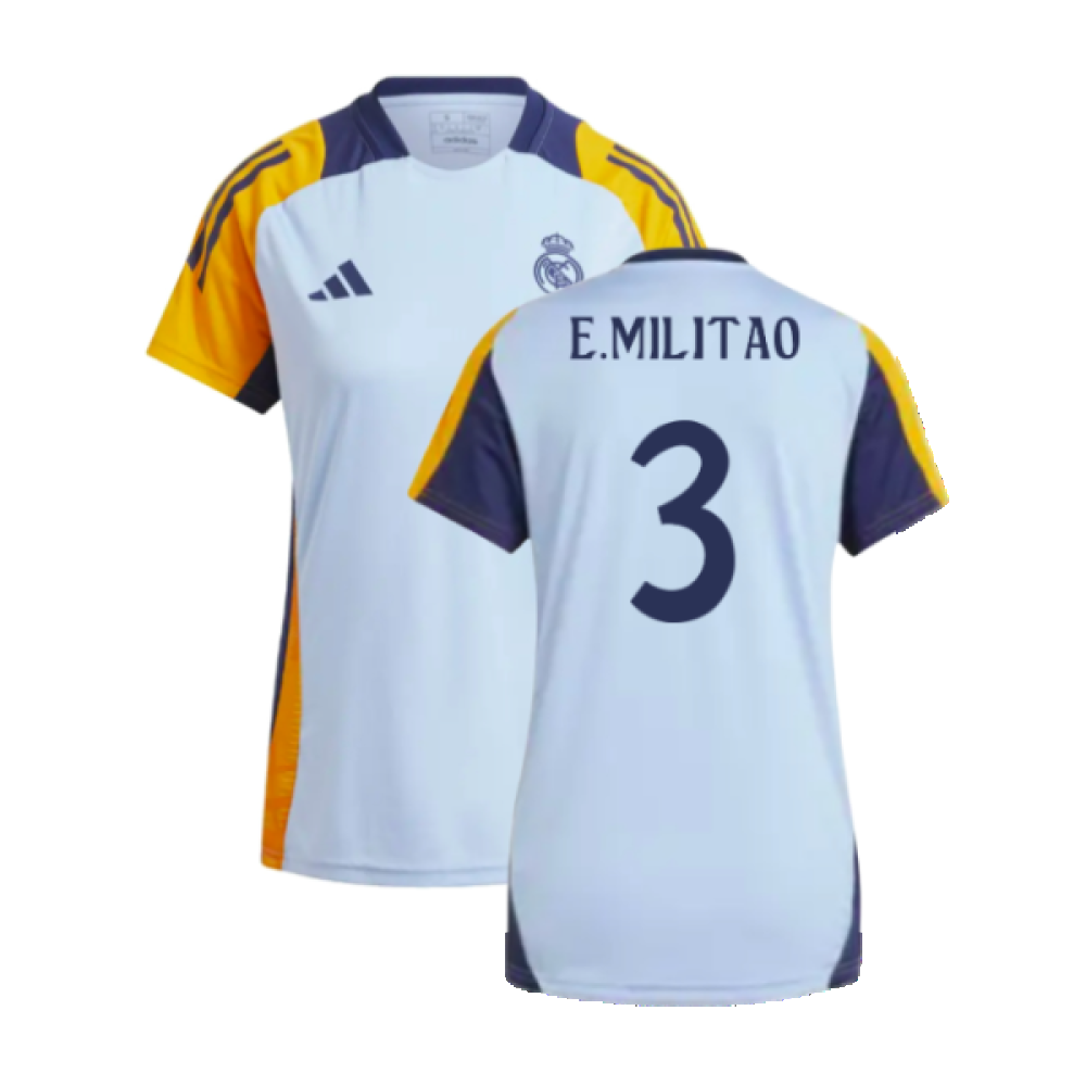 2024-2025 Real Madrid Training Shirt (Glow Blue) - Womens (E.Militao 3)